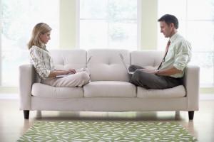 Couple Working Together at Home